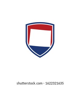 Wyoming Map and Shield Logo Icon Template 001