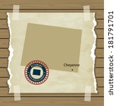 Wyoming map with stamp vintage vector background