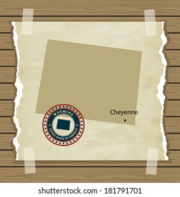 Wyoming map with stamp vintage vector background