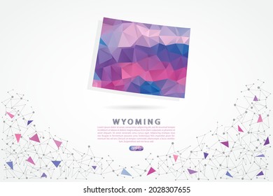 Wyoming map - State of USA Map International vector template with polygon pink color gradient isolated on white background for education, website, banner - Vector illustration eps 10