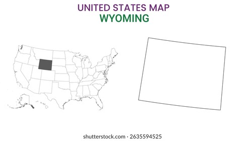 Wyoming map of USA state. Wyoming map vector illustration. Wyoming vector map on white background.