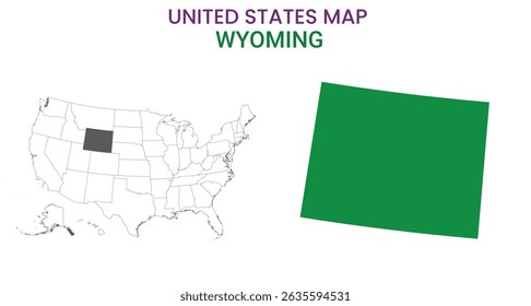 Wyoming map of USA state. Wyoming map vector illustration. Wyoming vector map on white background.