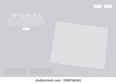 Wyoming Map - USA, United States of America map vector template with White dots, grid, grunge, halftone style isolated on grey background for infographic, design - Vector illustration eps 10