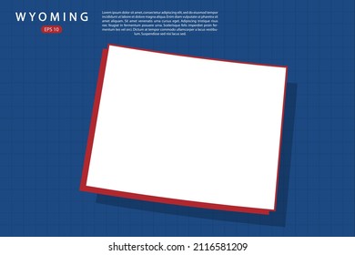 Wyoming Map - USA, United States of America map vector template with isometric style with white and red color including shadow on Blue grid background - Vector illustration eps 10