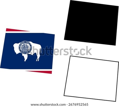 Wyoming map. Wyoming USA map vector. Wyoming flag map, silhouette, outline map