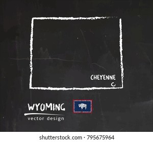 Wyoming map, vector drawing on blackboard