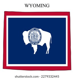 Ilustración del vector del mapa de Wyoming. Economía global. Estado en Estados Unidos. América del Norte. Estados Unidos. Estados Unidos. EE.UU.