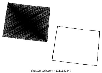 Wyoming map vector illustration, scribble sketch Wyoming map