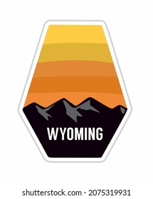 Wyoming with mountain silhouettes in black