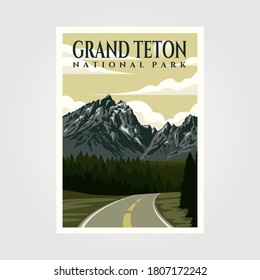 wyoming national park vintage poster illustration design, travel poster design