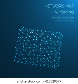 Wyoming network map. Abstract polygonal US state map design. Internet connections vector illustration.