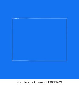 Wyoming outline map, stroke. Line style. White and blue. Vector EPS8