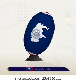 Wyoming Rugby Ball on Rugby Kicking Tees with Modern Design. Illustration perfect for sports, national pride, and rugby-related projects.