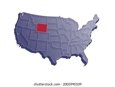 Wyoming shown on semitransparent vector map of the USA. Vector map of Wyoming . File is suitable for editing and prints of all sizes.
