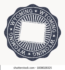 Wyoming stamp. Travel rubber stamp with the name and map of us state, vector illustration. Can be used as insignia, logotype, label, sticker or badge of the Wyoming.