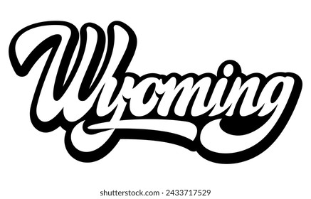 Wyoming state. Calligraphic monochrome vector lettering.