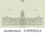 Wyoming State Capitol in Cheyenne, USA. Landmark icon in linear style