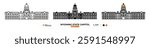 Wyoming State Capitol Line Icon. US Cheyenne, Color icon, Symbol, Silhouette, Editable Stroke.