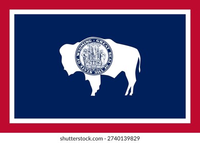 Wyoming state flag 3-2 ratio. Part of The United States of America. Clean design for print, web, or educational use. Vector illustration.