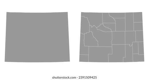 Wyoming state gray maps. Vector illustration.