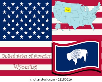 wyoming state illustration, abstract vector art