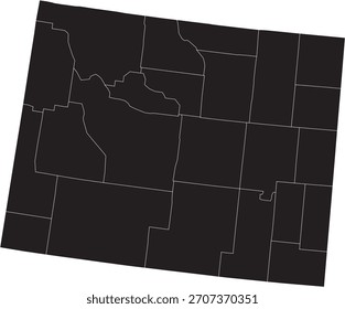 Mapa aislado del estado de Wyoming con las líneas del condado