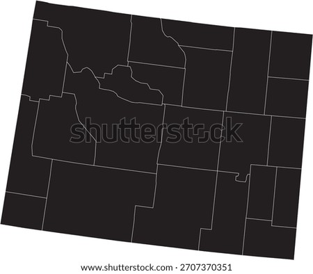 Wyoming State Isolated Map with County Lines