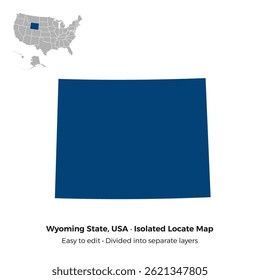 Wyoming State, Locate Isolated Map Shilloutte