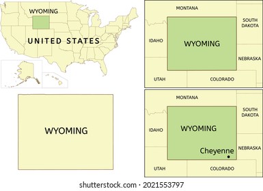 Ubicación del estado de Wyoming en el mapa de EE.UU.