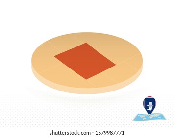 Wyoming state map designed in isometric style, orange circle map of US state Wyoming for web, infographic and more.
