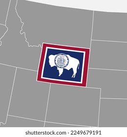 Wyoming state map with flag. Vector illustration.
