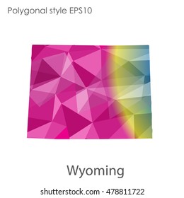 Wyoming state map in geometric polygonal style.Abstract gems triangle,modern design background. Vector illustration EPS10