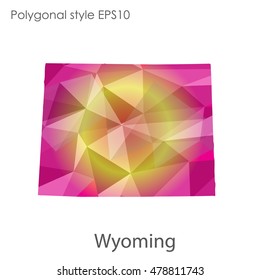 Wyoming state map in geometric polygonal style.Abstract gems triangle,modern design background. Vector illustration EPS10