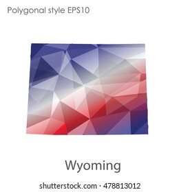 Wyoming state map in geometric polygonal style.Abstract gems triangle,modern design background. Vector illustration EPS10