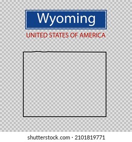 Wyoming state outline map, United States of America line icon, map borders of the USA Wyoming state.