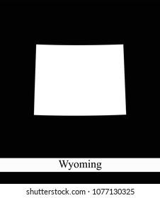 Wyoming state of USA map vector outline illustration black and white abstract background. Highly detailed creative map of Wyoming state of United States of America prepared by a map expert