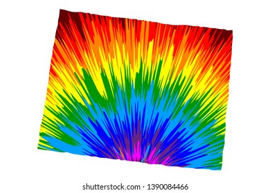 Wyoming (United States of America, USA, U.S., US) -  map is designed rainbow abstract colorful pattern, State of Wyoming map made of color explosion,