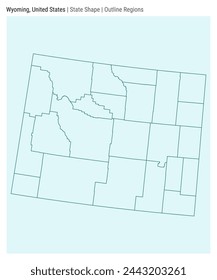 Wyoming, United States. Simple vector map. State shape. Outline Regions style. Border of Wyoming. Vector illustration.