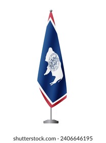 Wyoming US flag on flagpole for official meetings, transparent background, vector