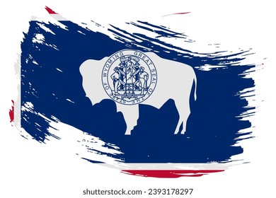 Wyoming US State brush stroke flag vector background. Hand drawn grunge style painted isolated banner.