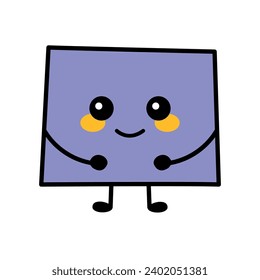 Wyoming a US state color element. Smiling cartoon character. United state of America. Map with county borders.