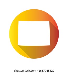 Wyoming, USA Symbol Map Icon Round. Flat Vector Art Design with Shadow. Gradient Color Banner.