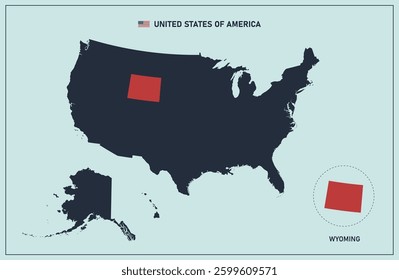 wyoming vector map. High detailed illustration. United state of America country.