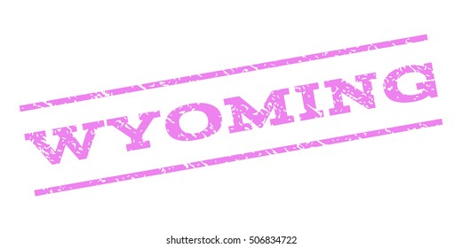 Wyoming watermark stamp. Text tag between parallel lines with grunge design style. Rubber seal stamp with scratched texture. Vector violet color ink imprint on a white background.