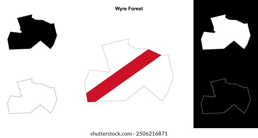 Wyre Forest blank outline map set