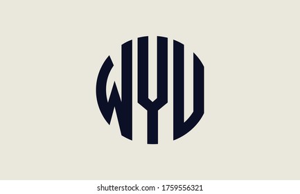 Plantilla de logotipo de marca vectorial de la letra monográfica de WYU Circle Emblem Resumen