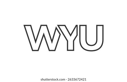 WYU logo design template with strong and modern bold text. Initial based vector logotype featuring simple and minimal typography. Trendy company identity ideal for businesses brand presence.