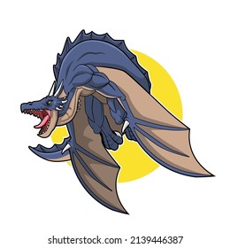 wyvern dragon flat vector illustration vector design
