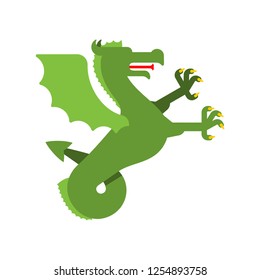 Wyvern Heraldic animal. Sea Dragon with fishtail. Fantastic Beast. Monster for coat of arms. Heraldry design element.