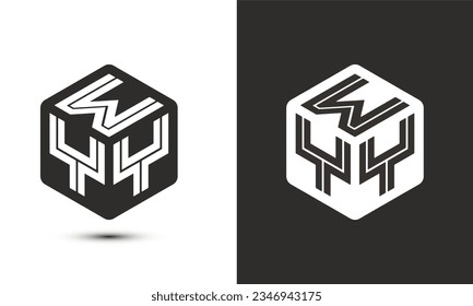 WYY letter logo design with illustrator cube logo, vector logo modern alphabet font overlap style. Premium Business logo icon. White color on black background